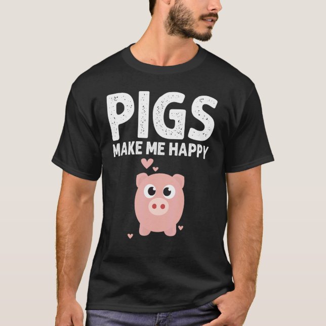 Cute Pig Designs For Men Women  Farming Animal Pig T-Shirt (Front)