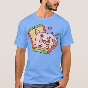 Cute Pig Eating Pizza In Pizza Box Funny T-Shirt