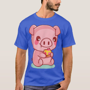 Cute Pig Eating Pizza T-Shirt Funny Foodie Tee Kid