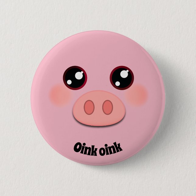 Cute pig face 6 cm round badge (Front)