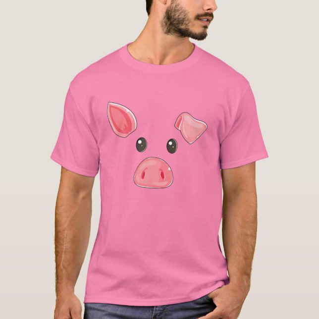 Cute Pig Face Halloween Costume Pig Family Matchin T-Shirt (Front)