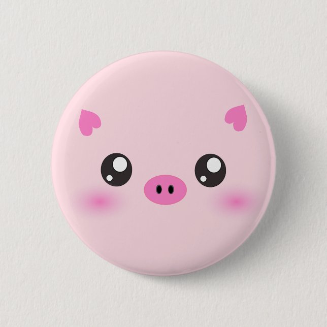 Cute Pig Face - kawaii minimalism 6 Cm Round Badge (Front)