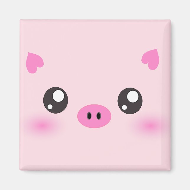 Cute Pig Face - kawaii minimalism Magnet (Front)