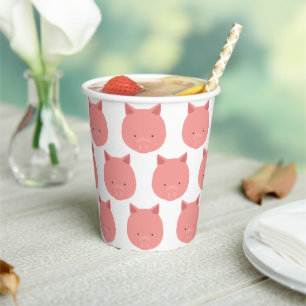 Cute Pig Face Pattern Animal Paper Cups