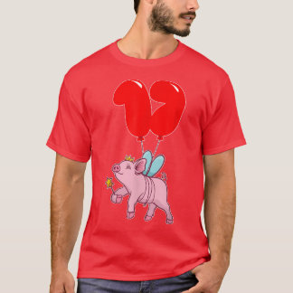 Cute Pig Fairy17th BirthdayKids Balloon Party  T-Shirt