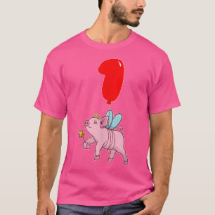 Cute Pig Fairy  1st Birthday  Kids Balloon Party  T-Shirt