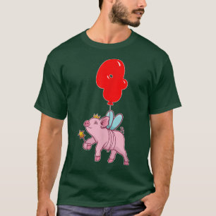Cute Pig Fairy 4th Birthday Kids Balloon Party T-Shirt