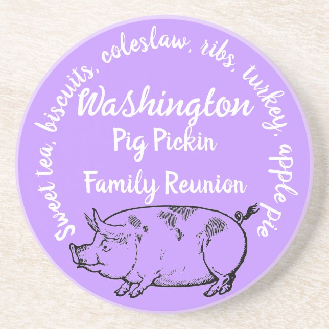 Cute Pig Family Reunion Coaster (Front)