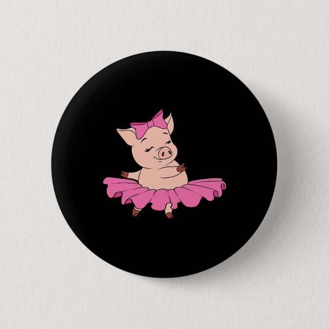 Cute Pig Farming Pink Dancing Dancer Performer Bal 6 Cm Round Badge (Front)