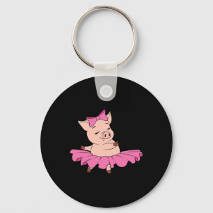 Cute Pig Farming Pink Dancing Dancer Performer Bal Key Ring