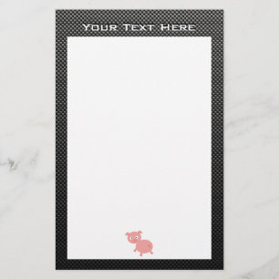 Cute Pig; Faux Carbon Fibre Stationery