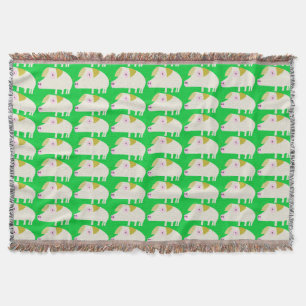Cute Pig-green Throw Blanket