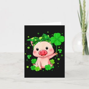 Cute Pig Holding Shamrock St Patricks Day Kids Card
