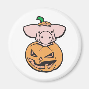 cute pig in jack-o-lantern pumpkin magnet