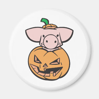 cute pig in jack-o-lantern pumpkin magnet