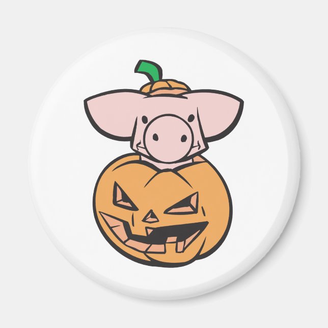 cute pig in jack-o-lantern pumpkin magnet (Front)