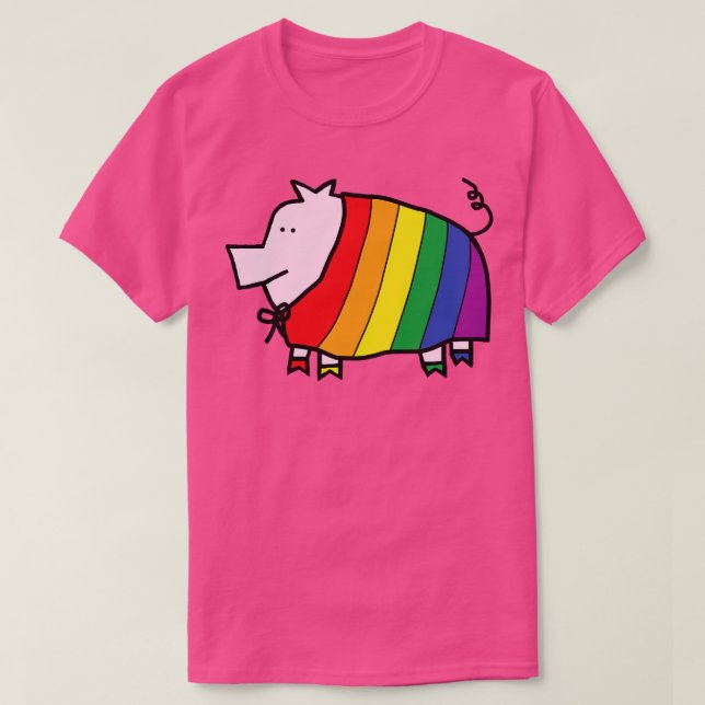 Cute Pig in Pride Cape T-Shirt (Design Front)