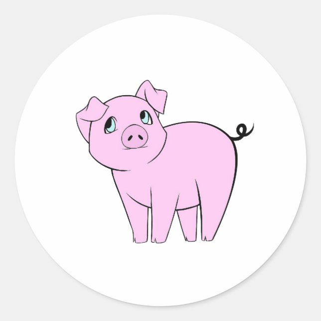 Cute Pig, Little Pig, Piggy, Pink Pig, Farm Animal Classic Round Sticker (Front)