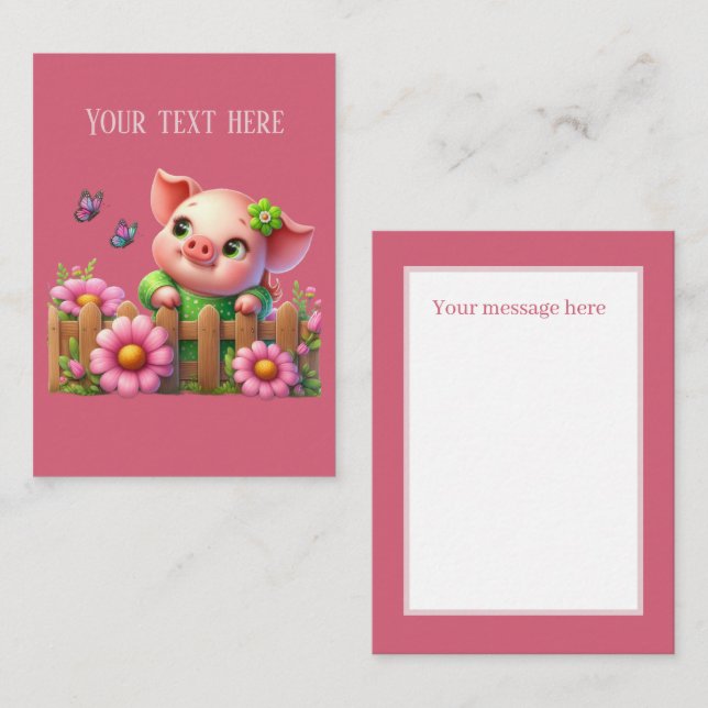 Cute pig lovers add message  card (Front/Back)