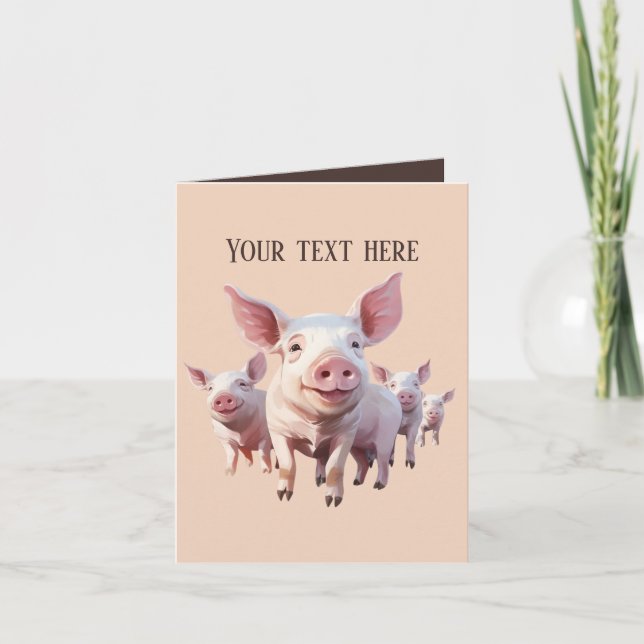 Cute pig lovers add message  card (Front)