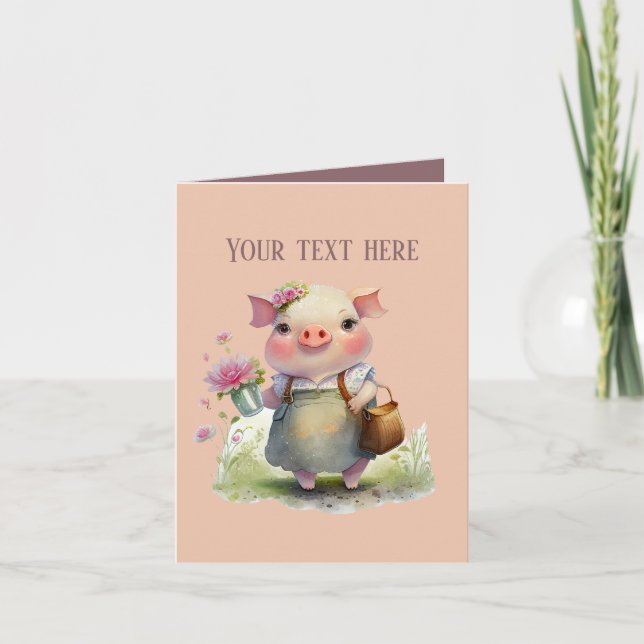 Cute pig lovers add message  card (Front)