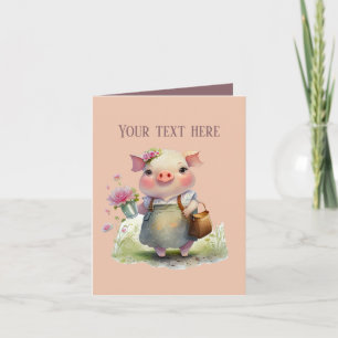 Cute pig lovers add message card