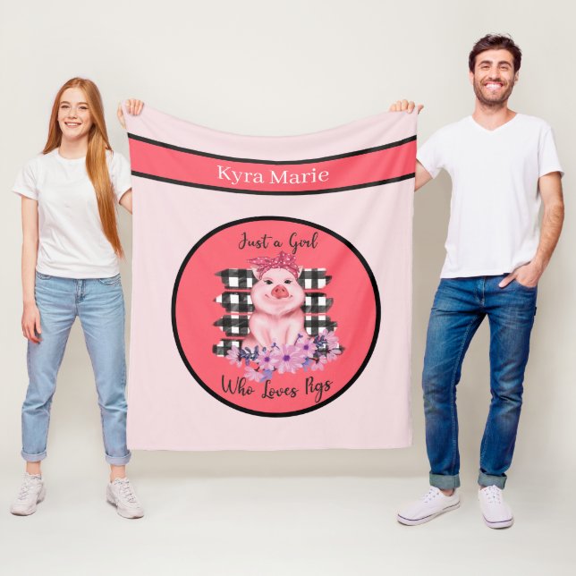 cute pig lovers add name Fleece Blanket (In Situ)