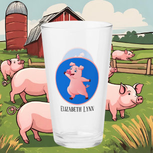 cute pig lovers add name Glass