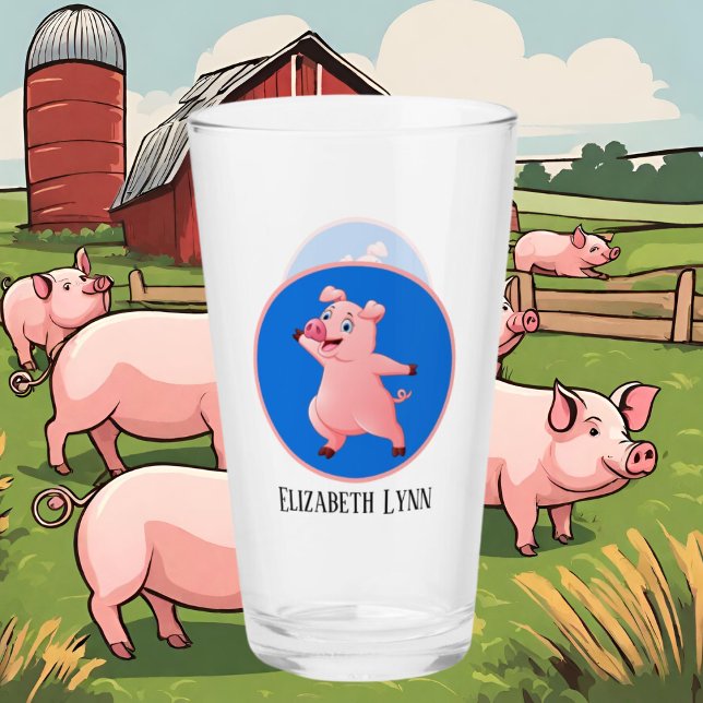 cute pig lovers add name Glass (Creator Uploaded)