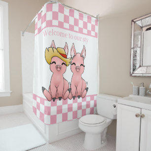 cute pig lovers add text shower curtain