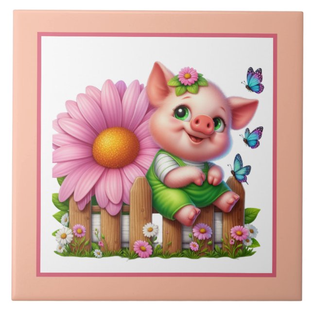 Cute pig lovers Country  Tile (Front)