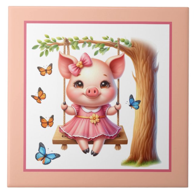 Cute pig lovers Country  Tile (Front)