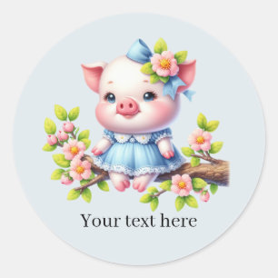 Cute pig lovers customisable  classic round sticker