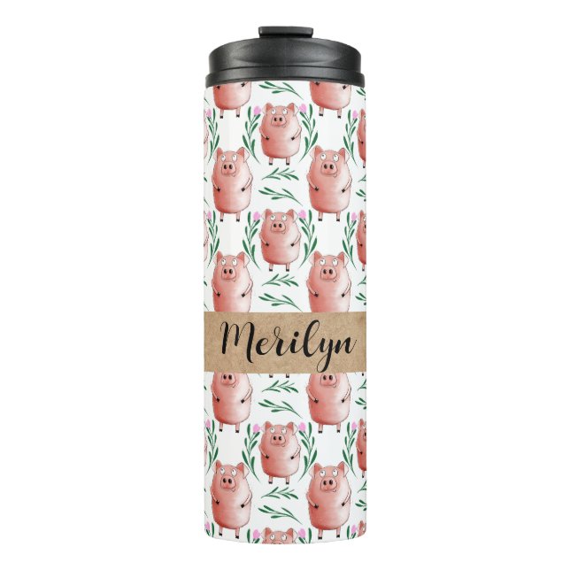 Cute Pig Nursery School Design – Adorable Farm  Thermal Tumbler (Front)