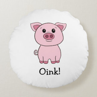 Cute Pig Oink! Front Cute Cow Moo! Back Round Cushion