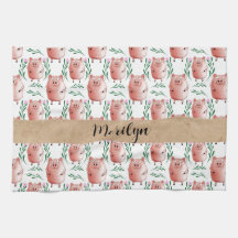 Cute Pig Pattern Tea Towel – Farm Animal Kitchen