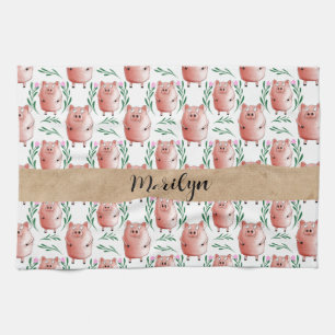 Cute Pig Pattern Tea Towel – Farm Animal Kitchen 