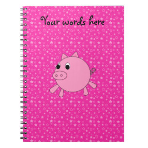 Cute pig pink stars spiral notebook