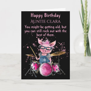 Cute Pig Playing Drums, 40th birthday card 
