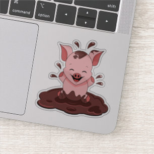 Cute Pig Playing In Mud