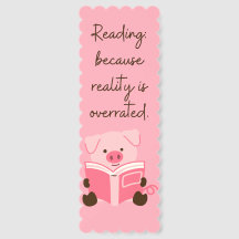 Cute Pig Reading  Reality is Overrated