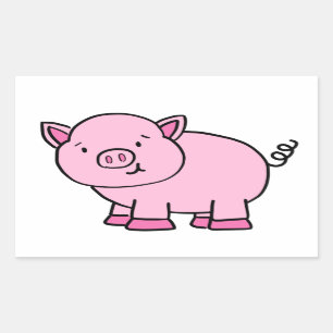 CUTE PIG RECTANGULAR STICKER