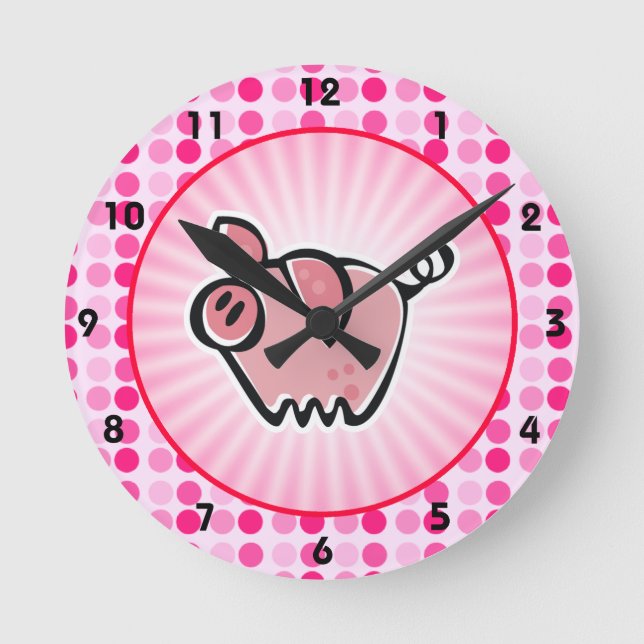 Cute Pig Round Clock (Front)