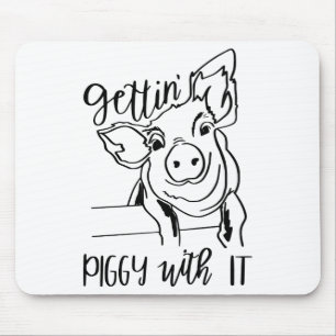 Cute Pig Sassy Farmer Farm Animal Country Mouse Pad