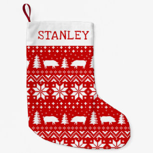 Cute Pig Silhouettes Christmas Pattern Festive Small Christmas Stocking