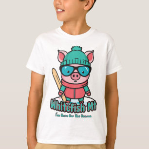 Cute Pig Skiing Whitefish Mountain T-Shirt