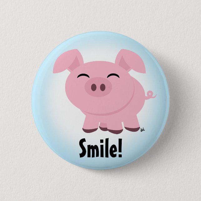 Cute Pig Smile Button (Front)