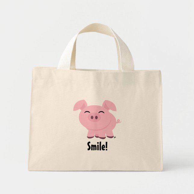 Cute Pig Smile Tote Bag (Front)