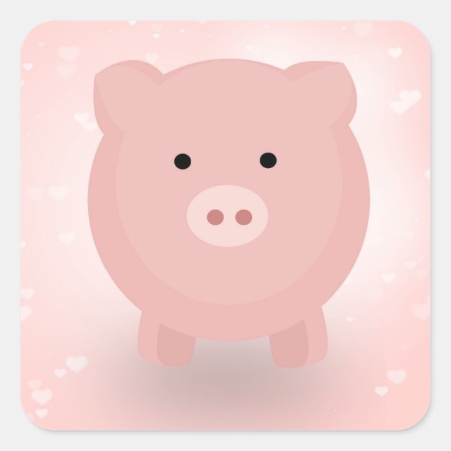 Cute Pig Square Sticker (Front)