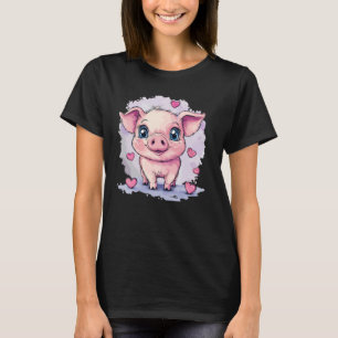 Cute Pig Surrounded By Hearts Love T-Shirt
